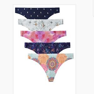 VOENXE Seamless Thongs for Women No Show Thong Underwear Women 5-in Pack medium